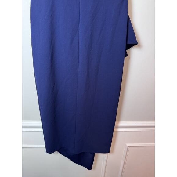 Betsy & Adam Side Pleat Ruffle Sheath Dress Navy Blue Sz 4 Style A24748 NWT $239 - Picture 13 of 16